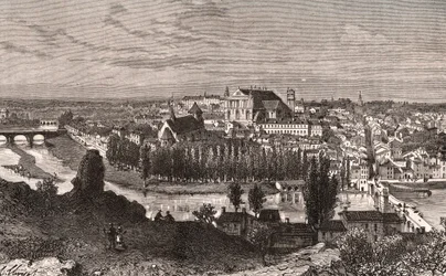 Poitiers - indgravering i "La France illustrée: geografi, historie, statistisk administration" af V.A. Malt-Brown. 1884