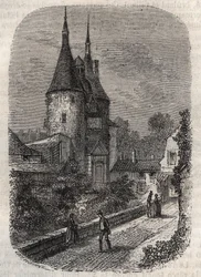 Porte de la Craffe et Nancy-levn af middelalderlige fæstningsværker, erigee i det 14. århundrede nord for den gamle bydel - indgravering i "Histoire de France" af Victor Duruy