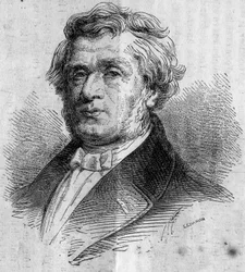 Portræt af Alphonse Lavallee (1791-?), Nantes forretningsmand, grundlægger af Ecole Centrale des Arts et Manufactures (eller Ecole Centrale Paris), som uddanner ingeniører. Indgravering i ""Le Monde Illustre"" nr. 346 af 28. november 1863.