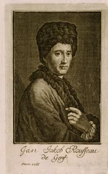 Portræt af Jean Jacques Rousseau (1712-1778). Anonymt værk, stik 1766. Fransk kunst