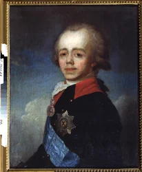 Portræt af storhertug Pavel Petrovich (1754-1801) (Portræt af storhertug Pavel Petrovich). Maleri af Jean Louis Voille (1744- efter 1803). Olie på lærred, 73,5 x 59,5 cm, slutningen af ​​1700-tallet. Fransk kunst, klassicisme. Statens Frilandsmuseum i Trin