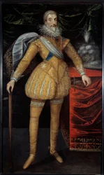 Portræt i foden af Jean Louis de Nogaret af Valletta (1554-1642) hertug af Epernon. Maleri af den franske skole