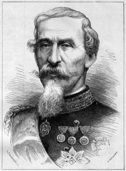 Portræt af Alfonso Ferrero de La Marmora (Lamarmora) (1804 - 1878) general og italiensk politiker. Indgravering i "" Le Monde Illustré"" nr. 1085 af 19. januar 1878.