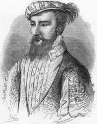 Portræt af Antoine de Bourbon (1518-1562), konge af Navarra og far til kong Henrik IV. I "" Histoire Populaire de la France"", sd. ca. 1885. Stik.