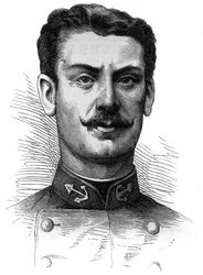 Portræt af kaptajn Joseph Gallieni (1849-1916), fransk soldat og opdagelsesrejsende. Indgravering i "" Le Monde Illustré"" nr. 254 af 9. april 1881.