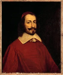 Portræt af kardinal Jules Mazarin (1602-1661) (Giulio Raimondo Mazzarino eller Mazarino) Maleri af den franske skole i det 17. århundrede Søn. 0,74x0,6 m versailles, slottets museum