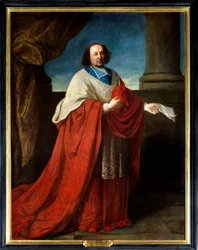 Portræt af kardinal de Cambout de Coislin (1636-1706) biskop af Orleans, Prior af Longpont. Anonymt maleri fra det 17. århundrede. Olie på lærred. Obligatorisk omtale: Sully sur Loire, Chateau de Sully - Portræt af kardinal de Cambout de Coislin (1636-1706