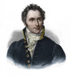 Portræt af Casimir Perier (1777-1832), fransk statsmand. i "" LIBRE DES PERÉNERS"" af Louis de Cormenin Timon. 1842. Privat samling.