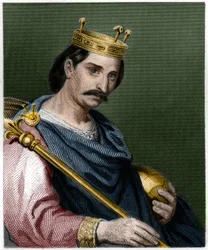 Portræt af Charles II den Skaldede (823 - 877), konge af Frankrig - i "Histoire des Francais"" af Lavallee, stik, sd.