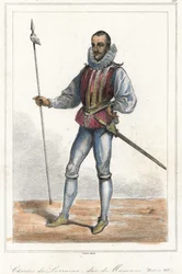 Portræt af Charles de Lorraine, hertug af Mayenne (1554 - 1611), fransk prins. Efter Henri, hertug af Guise, var han leder af Ligaen (1589).