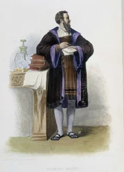 Portræt af Clement des Marets dit Marot, fransk digter (1496-1544) - i "" Le Plutarque francais "", red. Mennechet