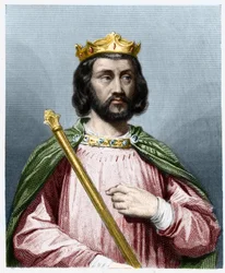 Portræt af Clotaire (Clothaire) III (652 - 673), konge af Neustrien og Bourgogne - i "" Histoire des Francais"" af Lavallee, stik, sd.