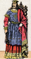 Portræt af Dagobert 1. (v.600-639) konge af Austrasien (623 til 629), konge af alle frankere (629 til 634), konge af Neustrien og Bourgogne (634 til 639).