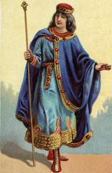 Portræt af Dagobert II, frankernes konge fra 711a 716. Kromolitografi omkring 1890.