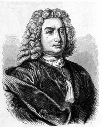Portræt af Daniel Bernouilli (Bernoulli) (1700 - 1782), schweizisk matematiker og fysiker - i "Album de la Science; berømte videnskabsmænd; Grandes opdagelser””” 1896.