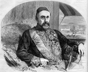 Portræt af Fouad (Fuad) Pasha (1815-1869), tyrkisk politiker og ambassadør. Indgravering af Morin i ""The Illustrous World"" nr. 65 af 10. juli