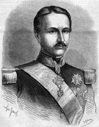 Portræt af Francois II (1836-1894), konge af Napoli. Indgravering i "" Le Monde Illustré"" nr. 172 af 28. juli 1860.