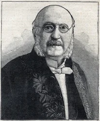Portræt af Francois Jules Suisse dit Jules Simon (1814-1896), fransk filosof og statsmand, i "Le Petit Parisien""