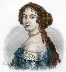 Portræt af Francoise Athenais (Francoise-Athenais) af Rochechouart Mortemart, Marquise de Montespan (eller Madame de Montespan) (1640-1707). Stik fra 1879.