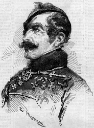 Portræt af Franz von Schlick (1789-1862), feltmarechal, generalkommandant for den østrigske hær i Italien under Risorgimento i 1859. Indgravering i "" Le Monde Illustré"" nr. 115 af 25. juni