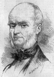 Portræt af Frederic Millet (1796-1859), fransk miniaturist. Indgravering i "" Le Monde Illustré"" nr. 133 af 29. oktober