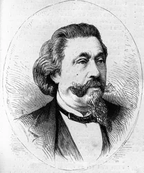 Portræt af Georges Hainl (1807-1873), fransk dirigent og cellist. Indgravering i "" Le Monde Illustré"" nr. 844 af 13. juni 1873.