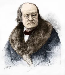 Portræt af Henri (Henry) Milne Edwards (Milne-Edwards). Fransk naturforsker 1800-1885. Indgravering i "le monde illustrious"" fra 1885.