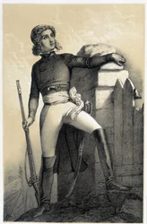 Portræt af Henri du Vergier, greve af La Rochejaquelein (eller Verger de La Rochejacquelein) (1772-1794) - i "Galerie historique de la Revolution francaise" af Albert Maurin