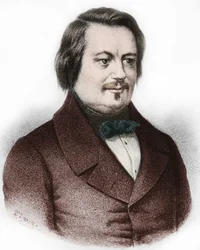 Portræt af Honore de Balzac (1799-1850), fransk forfatter.