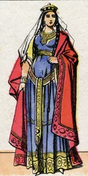 Portræt af Ingonde (Ingundis) (6. århundrede) Dronning af Francs, kone til kong Clotaire I. Epinal billeddannelse fra slutningen af det 19. århundrede. Privat samling.