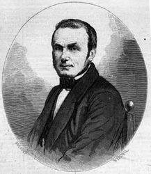 Portræt af Isidore Geoffroy Saint Hilaire Saint Hilaire (Saint-Hilaire) (1805-1861), fransk zoolog, søn af Etienne Geoffroy Saint-Hilaire. Indgravering i "" The Illustrated World"" nr. 241 af 23. november