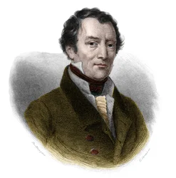 Portræt af Jacques-Antoine (Jacques Antoine) Manuel (1775-1827), fransk advokat og politiker. i "" Book of Speakers" af Louis de Cormenin Timon. 1842. Privat samling.