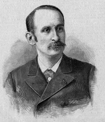 Portræt af Jacques Marie Eugene Godefroy-Cavaignac (1853-1905), fransk politiker, krigsminister i 1895. Indgravering i "La gazette du dimanche" "af 14. november 1895.