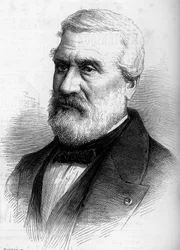 Portræt af Jean Antoine Theodore, Baron Gudin (1802-1880), fransk maler. Indgravering i "" Le Monde Illustré"" nr. 1206 af 8. april 1880.