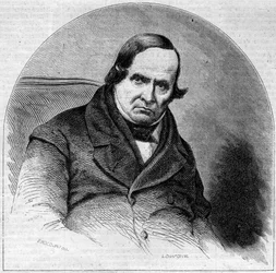 Portræt af Jean Baptiste (Giovanni Battista) Niccolini (1782-1861), italiensk digter. Indgravering i "" Le Monde Illustré "" nr. 234 af 5. oktober