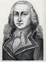 Portræt af Jean Baptiste Cyrus Adelaide de Timbrune de Thiembronne dit Valencia, greve af Valencia og general for den franske revolution (1757-1822). Stik fra 1889. Privat samling.