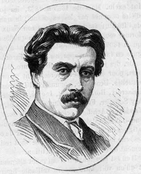 Portræt af Jean Falguiere 1831-1900), fransk billedhugger. Indgravering i "" Le Monde Illustré"" nr. 890 af 2. maj 1874.