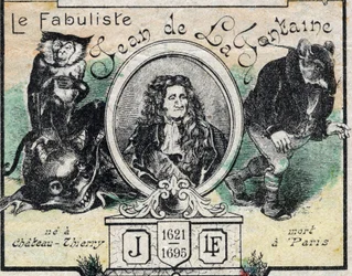 Portræt af Jean de La Fontaine (1621-95). Billedbillede af Epinal fra slutningen af det 19. århundrede.