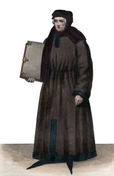 Portræt af John Froissart (1337-1404), franske krønikeskrivere fra middelalderens Frankrig.