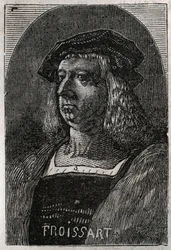 Portræt af John Froissart (Jean Froissart) (1337-1404), franske kronikører fra middelalderens Frankrig - indgravering i "" Histoire de France"" af Victor Duruy (1811-1894) - 1882