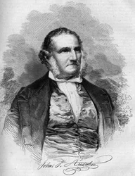 Portræt af John James Audubon (1780-1851), amerikansk ornitolog. Gravering i "" Le Magasin maleriske""