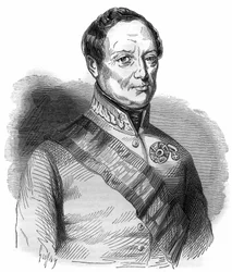 Portræt af Joseph Wenzel Radetzky von Radetz (eller grev Joseph Radetzky (1766-1858) østrigsk marskal Indgravering i "Historien om paver-konger-dronninger-og-kejsere gennem århundreder"" af Maurice Lachatre
