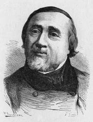 Portræt af Jules Francois Dupuis Delcourt (1802-1864) (Jules-Francois Dupuis-Delcourt), fransk aeronaut - i “Album de la Science; berømte videnskabsmænd; Store opdagelser”””” 1896.