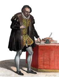 Portræt af Lord Michel Eyquem de Montaigne (1533-1592), fransk forfatter.
