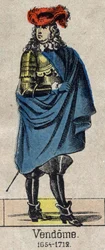 Portræt af Louis-Joseph (Louis Joseph) de Bourbon (1645-1712) kendt som Grand Vendome, hertug af Penthievre og Mercoeur, derefter hertug af Vendome og par af Frankrig. Billede af Epinal fra slutningen af det 19. århundrede.