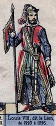 Portræt af Ludvig VIII af Frankrig kendt som Løven (1187-1226) (Capetianernes dynasti). Illustration slutningen af det 19. århundrede.