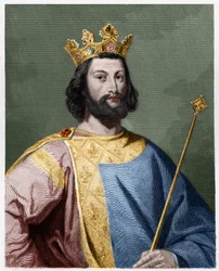 Portræt af Ludvig VII den Unge (1120-1180), konge af Frankrig - i «Histoire des Français» af Lavallée, stik, uden årstal