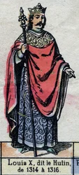 Portræt af Ludvig X af Frankrig, kendt som Ludvig Hutinen (1289-1316) (Capetianernes dynasti). Illustration slutningen af det 19. århundrede.