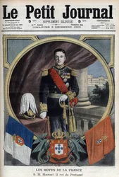 Portræt af Manuel II, konge af Portugal (1889-1932) under hans besøg i Paris - "Le Petit Journal" af 5. december