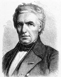Portræt af Marc Séguin (1786 - 1844), fransk ingeniør, der udtænkte princippet om hængebroer, også opfinder af den rørformede kedel - i "Album de la Science; berømte videnskabsmænd; Store opdagelser””” 1896.